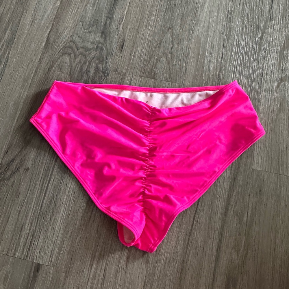 Hot Pink Ruched Bikini Bottoms